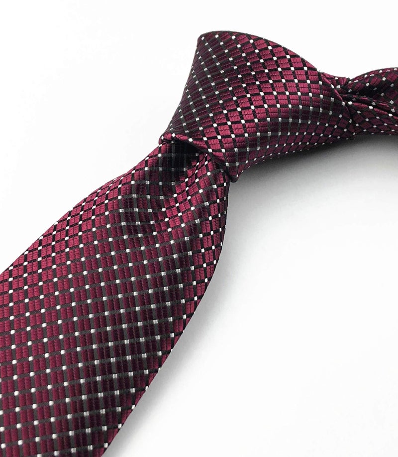 Secdtie Wine Red Tie for Men Elegant Red Trendy Textured Silk Cravat Tie Formal Wedding Necktie - Image 3